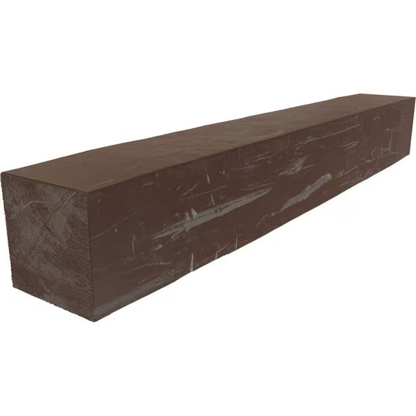 Hand Hewn Faux Wood Fireplace Mantel, Aged Pecan, 4
